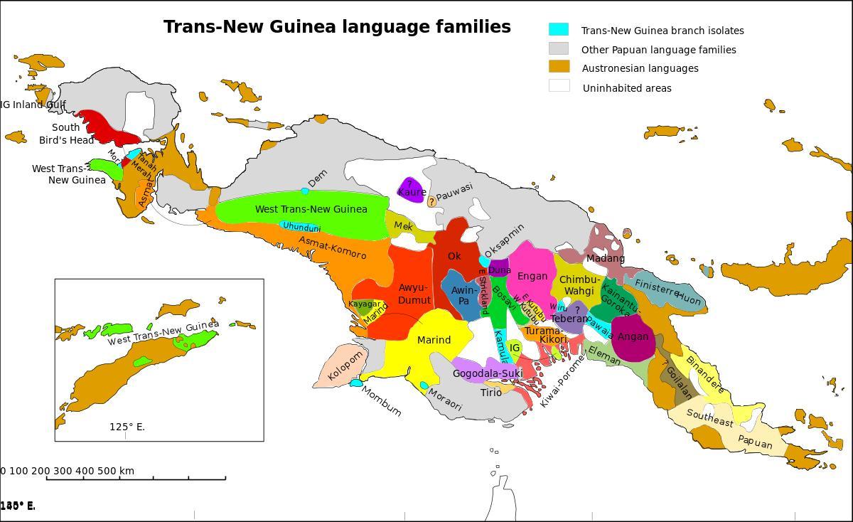 карта Папуа-Новай Гвінеі мову 