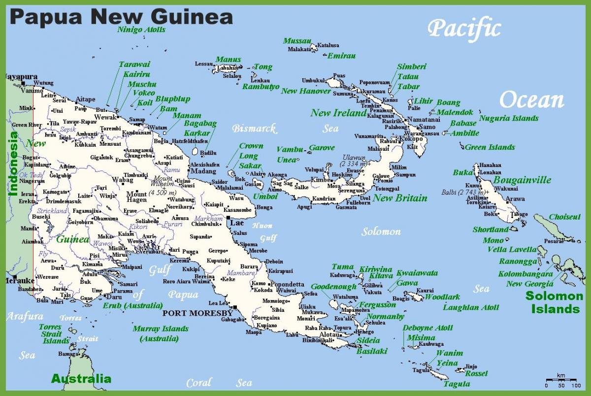 Папуа-Новая Гвінеі на карце 