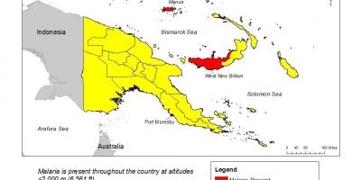 Карта Папуа-Новай Гвінеі малярыю