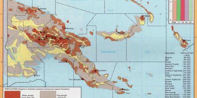 Карта Папуа Новая Гвінея насельніцтва