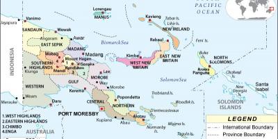 Карта Папуа-Новай Гвінеі, правінцыі